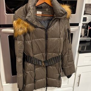 S13 hunter green Stylish Women's Puffer Jacket with Faux Fur Trim